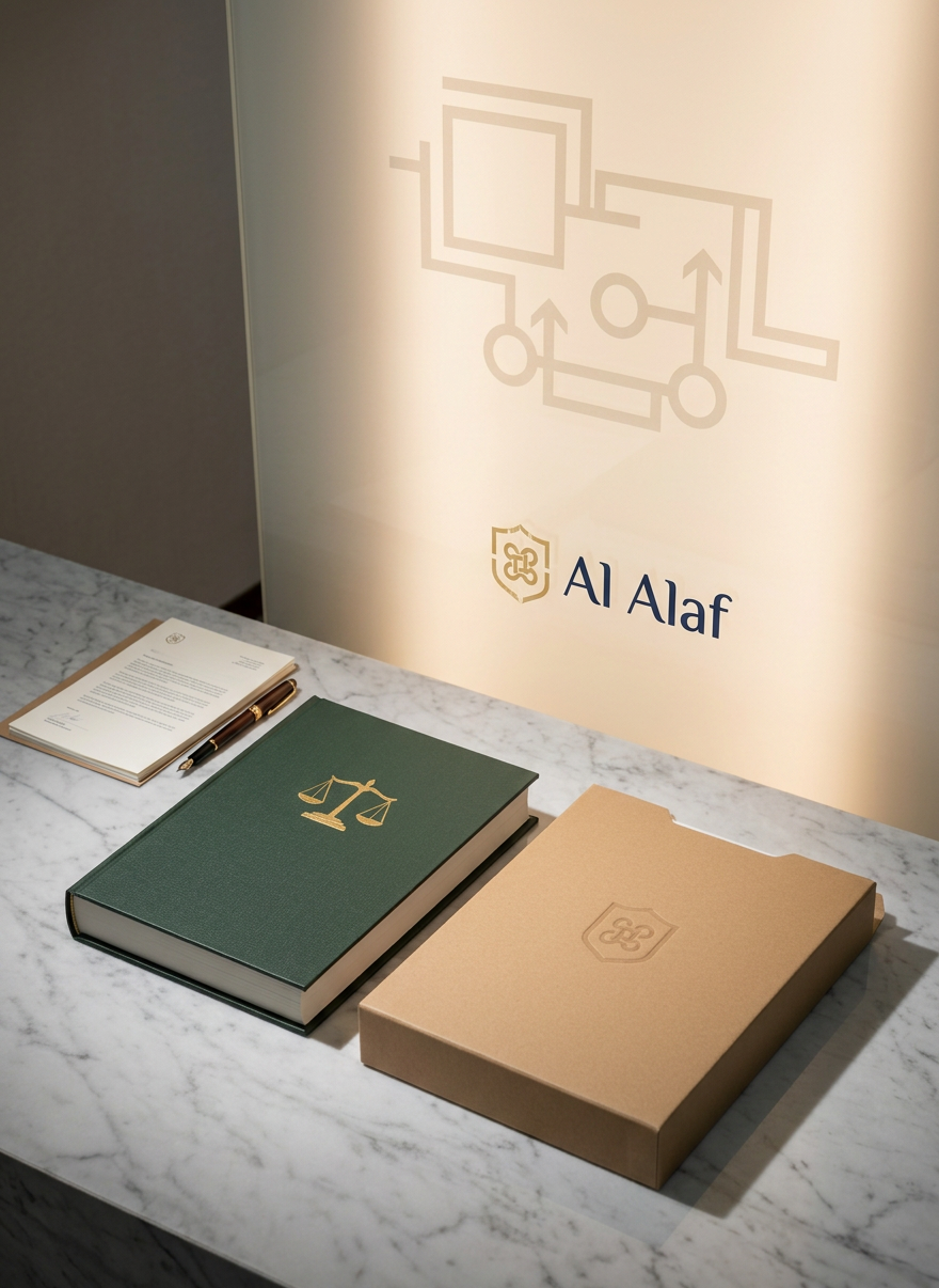 A dignified composition of a dark green, cloth-bound legal volume stamped with gold scales of justice resting beside a finely textured tan folder labeled only with a simple embossed icon, both placed atop a marble surface. Behind them, a frosted-glass panel features softly illuminated, abstract geometric patterns suggesting regulatory bodies like SSM, BNM, and SC without any logos or text. Soft overhead lighting and subtle side lighting create a refined interplay of light and shadow, highlighting the book’s fabric texture and marble veining. The atmosphere is authoritative and compliant, reinforcing trust, governance, and meticulous oversight in trustee services. Photographic realism, eye-level framing, with a calm, balanced composition.