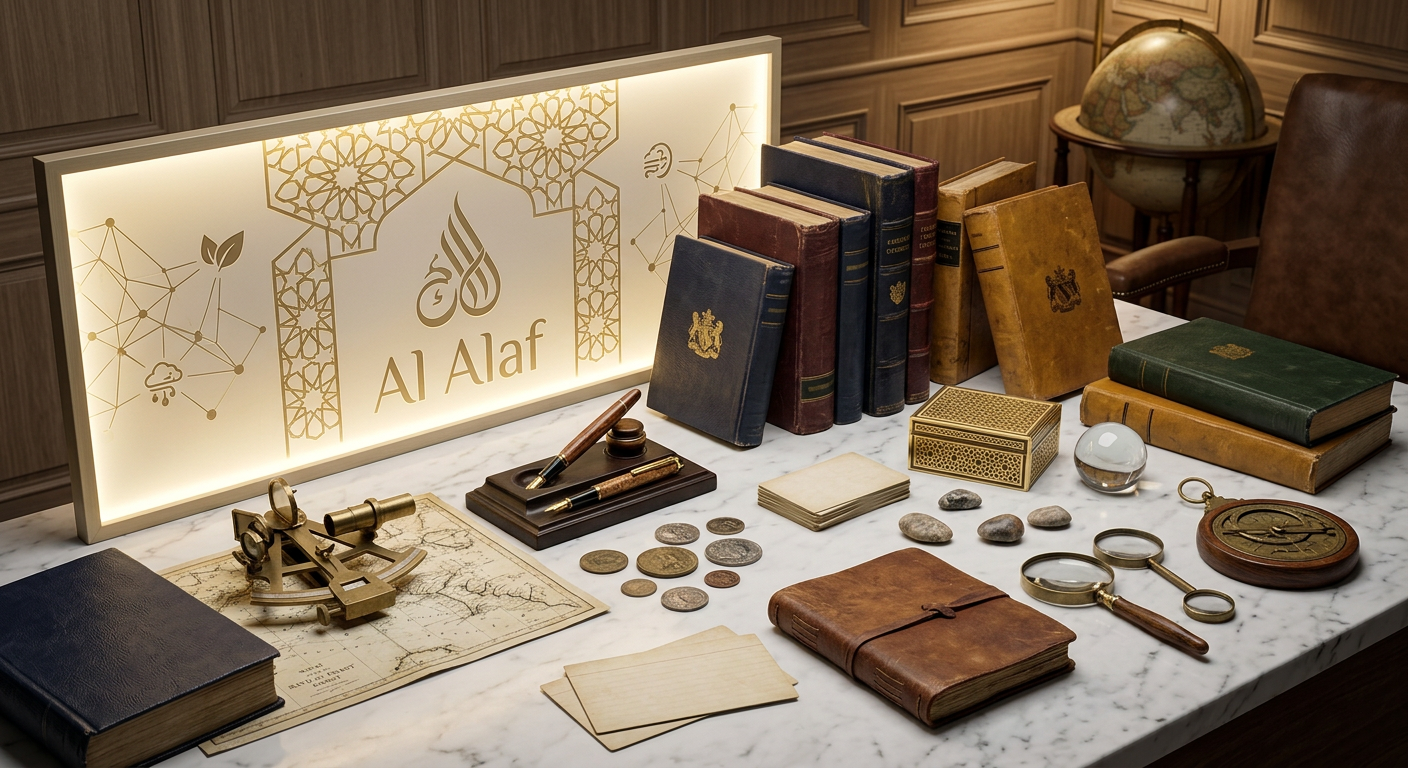 A dignified composition of a dark green, cloth-bound legal volume stamped with gold scales of justice resting beside a finely textured tan folder labeled only with a simple embossed icon, both placed atop a marble surface. Behind them, a frosted-glass panel features softly illuminated, abstract geometric patterns suggesting regulatory bodies like SSM, BNM, and SC without any logos or text. Soft overhead lighting and subtle side lighting create a refined interplay of light and shadow, highlighting the book’s fabric texture and marble veining. The atmosphere is authoritative and compliant, reinforcing trust, governance, and meticulous oversight in trustee services. Photographic realism, eye-level framing, with a calm, balanced composition.